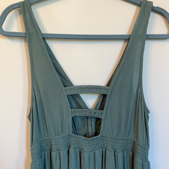 Lovestitch Teal Button Front Accent Maternity Maxi Dress - Picture 3 of 6